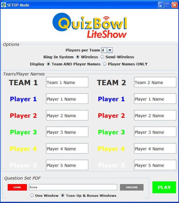 QuizBowl Systems QuizBowl LiteShow Support